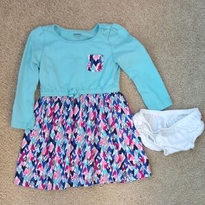 Gymboree Aqua and Multicolor Patterned Kids Dress